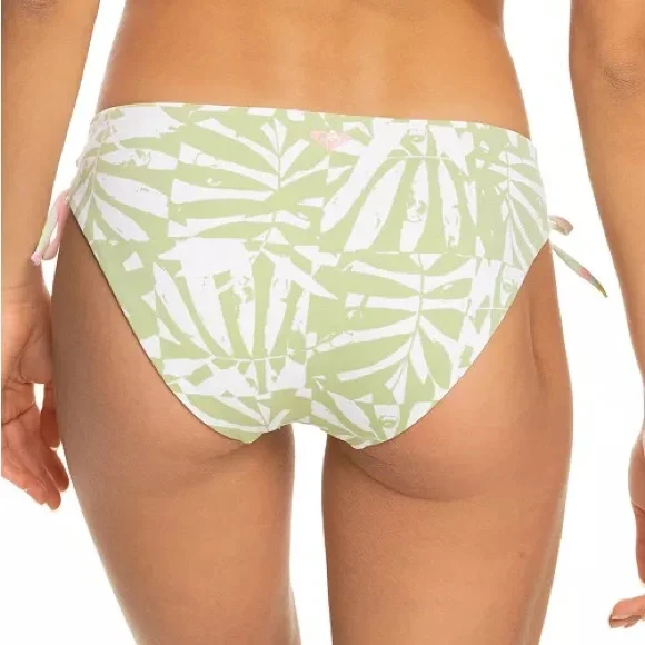 Roxy Reversible Tie-Side Bikini Bottoms Green Pink Tropical Surf Style L NWT - Picture 9 of 9